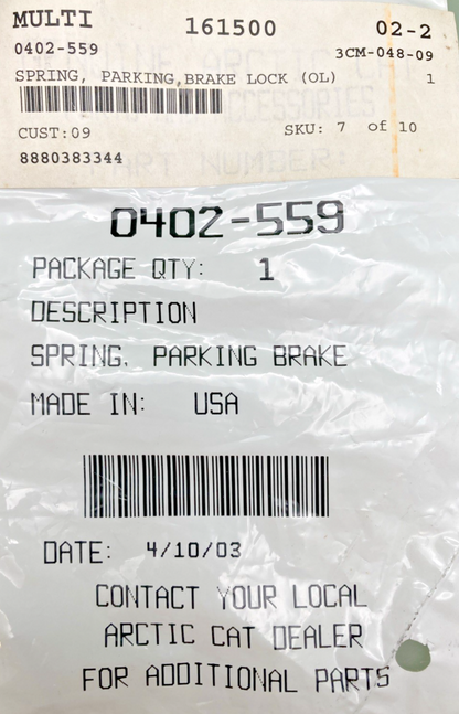 NEW GENUINE ARCTIC CAT 0402-559 SPRING, PARKING, BRAKE LOCK