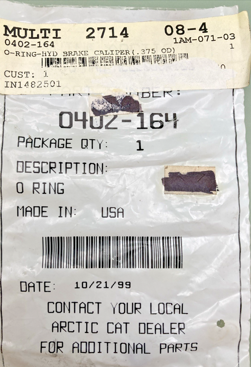NEW GENUINE ARCTIC CAT 0402-164 O-RING-HYD BRAKE CALIPER(.375 OD)