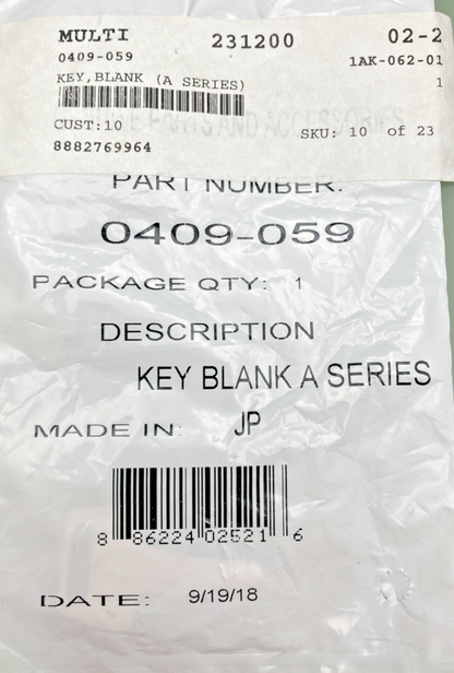 NEW GENUINE ARCTIC CAT 0409-059 KEY, BLANK (A SERIES)