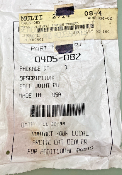 NEW GENUINE ARCTIC CAT 0405-082 ROD END, REPLACES: 0505-874