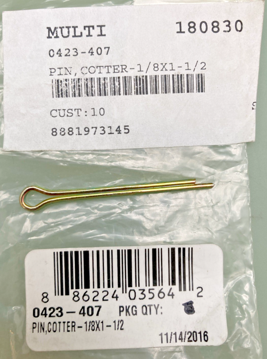QTY 4 NEW GENUINE ARCTIC CAT 0423-407 PIN, COTTER-1/8X1-1/2