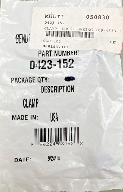 QTY 5 NEW GENUINE ARCTIC CAT 0423-152 CLAMP, HOSE,-SPRING (09-45334)