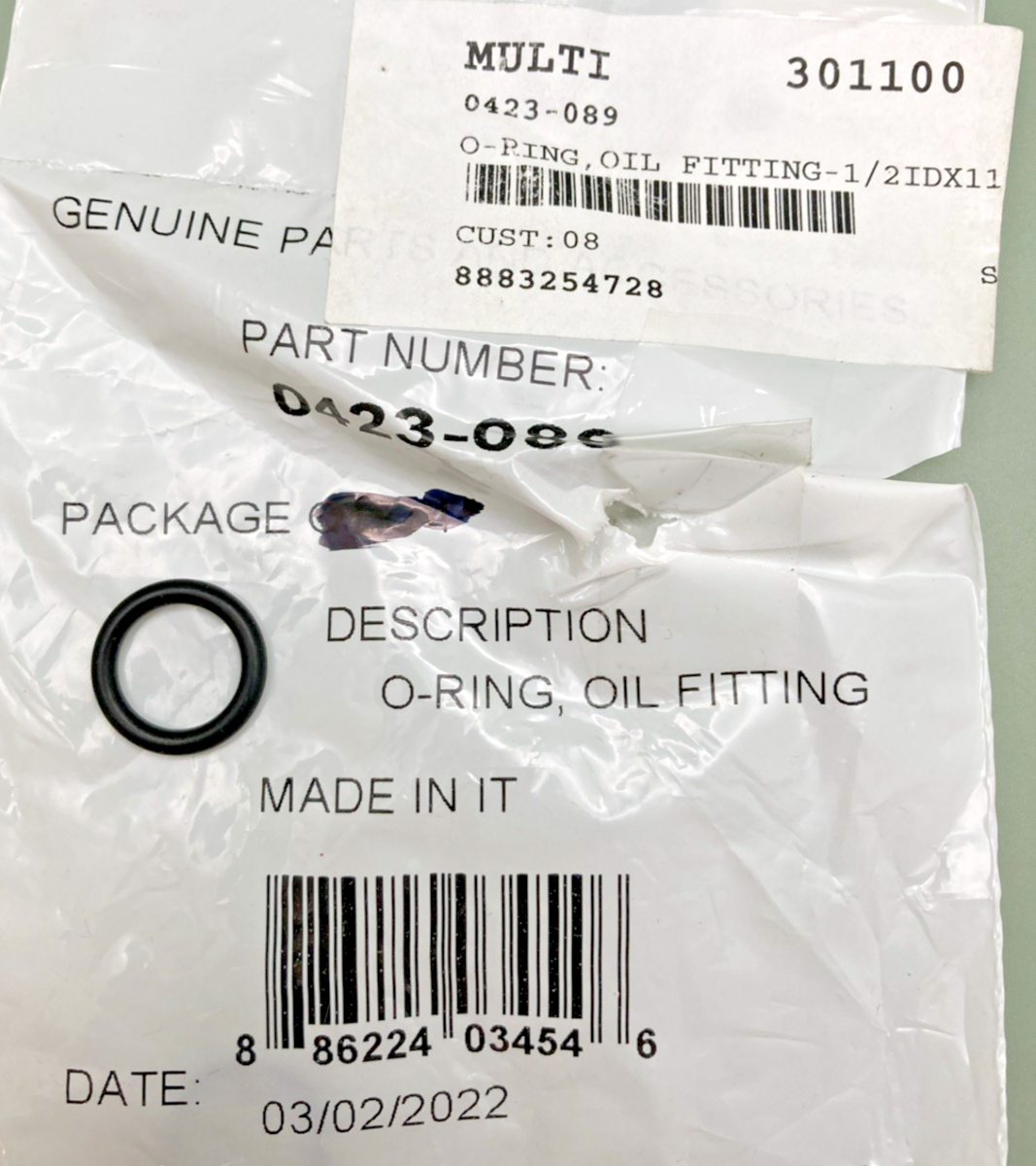 NEW GENUINE ARCTIC CAT 0423-089 O-RING, OIL FITTING-1/2IDX11/16OD X 3/32