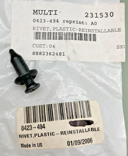 QTY 4 NEW GENUINE ARCTIC CAT 0423-494 RIVET, PLASTIC-REINSTALLABLE