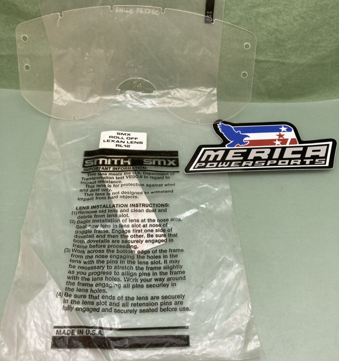 NEW GENUINE SCOTT RL12 SMX ROLL OFF LEXAN LENS CLEAR VINTAGE