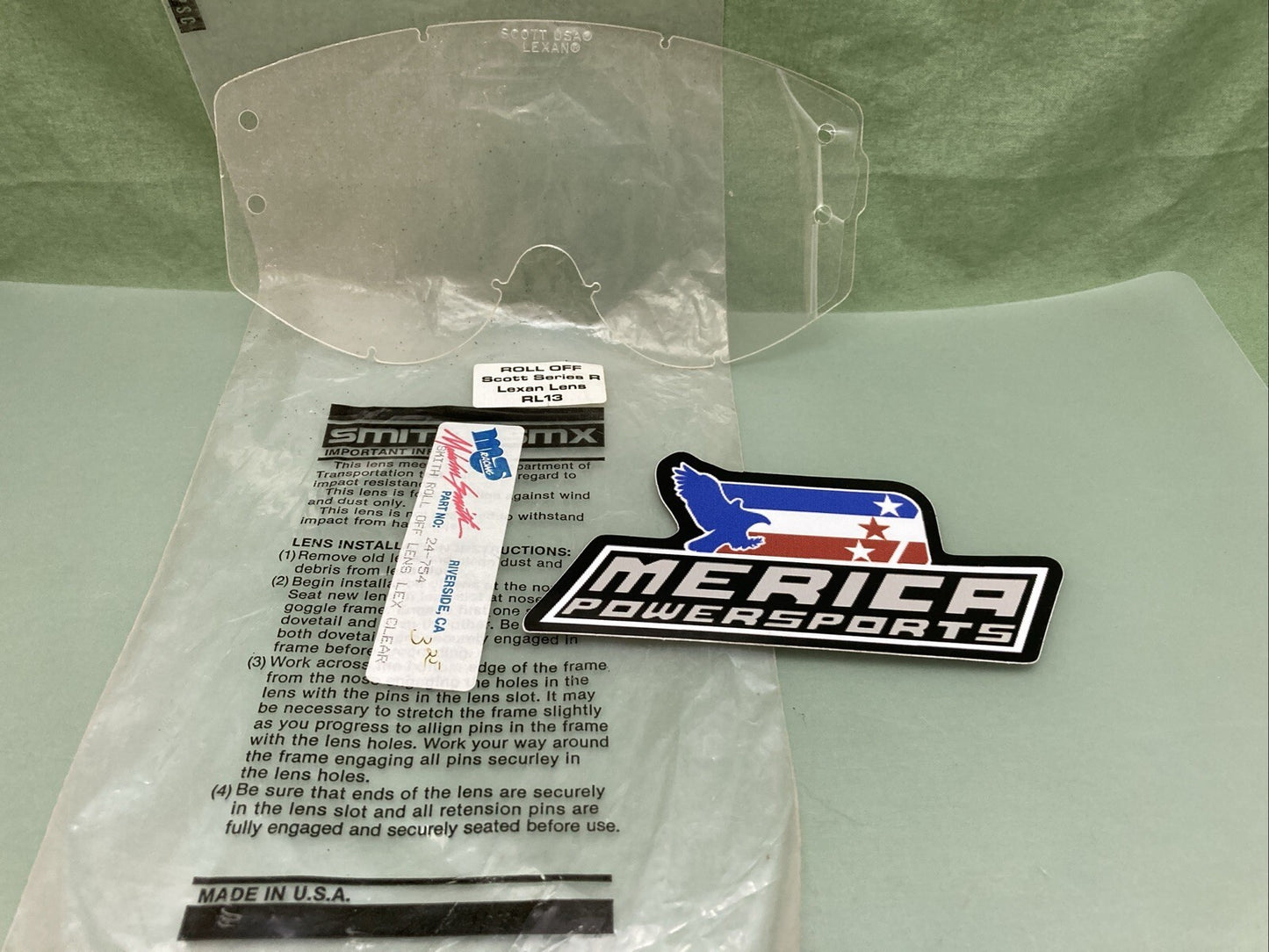 NEW GENUINE SCOTT RL13 SERIES R ROLL OFF LEXAN LENS CLEAR VINTAGE