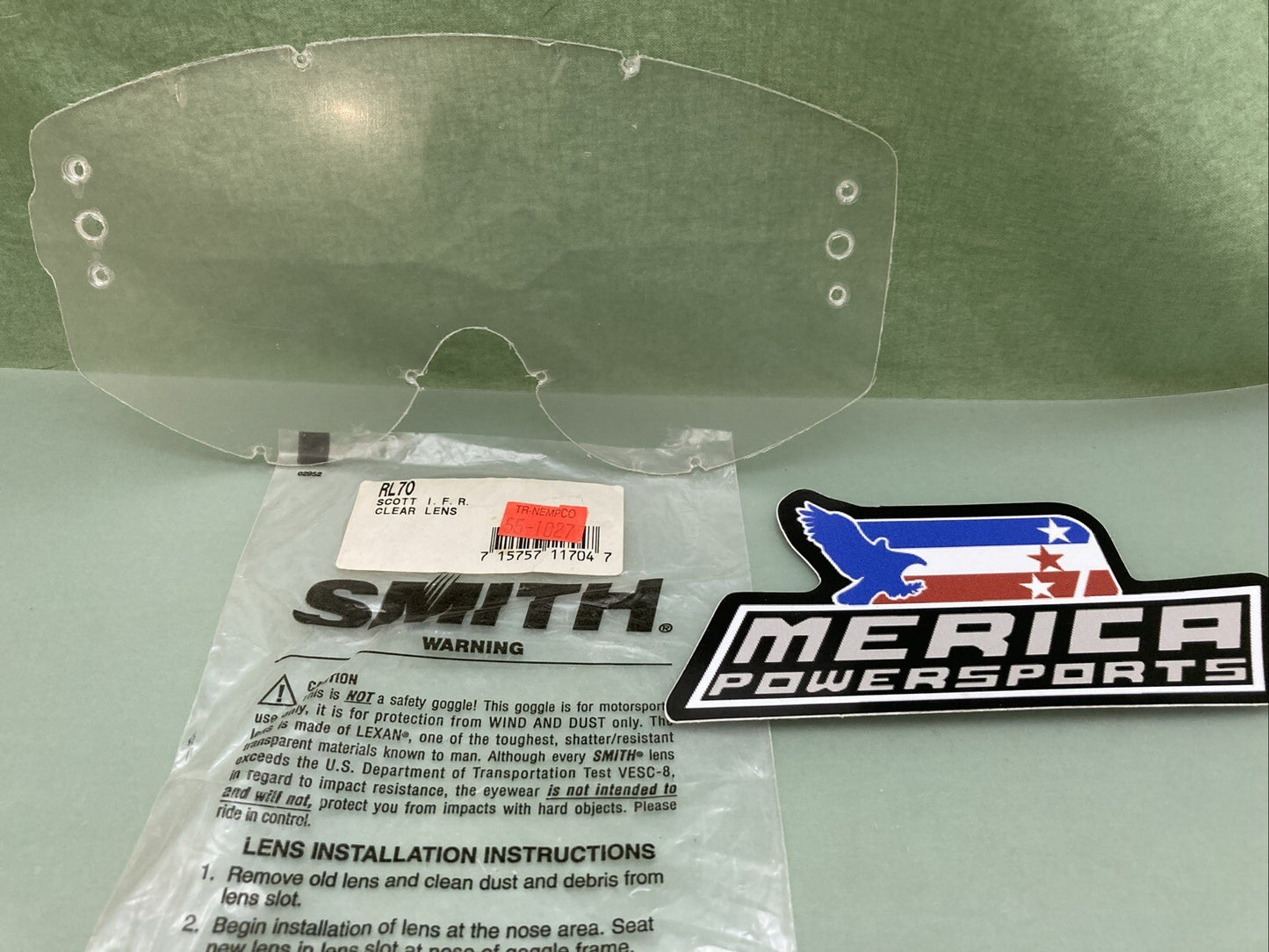NEW GENUINE SMITH SCOTT RL70 I.F.R. ROLL OFF LEXAN LENS CLEAR VINTAGE IFR