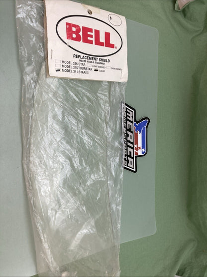 NEW GENUINE BELL MODEL 241-NC STAR II  HELMET VISOR LENS CLEAR VINTAGE w/ SNAPS