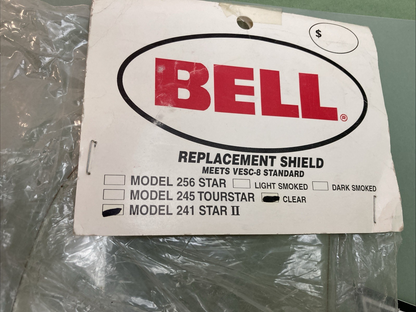 NEW GENUINE BELL MODEL 241-NC STAR II  HELMET VISOR LENS CLEAR VINTAGE w/ SNAPS