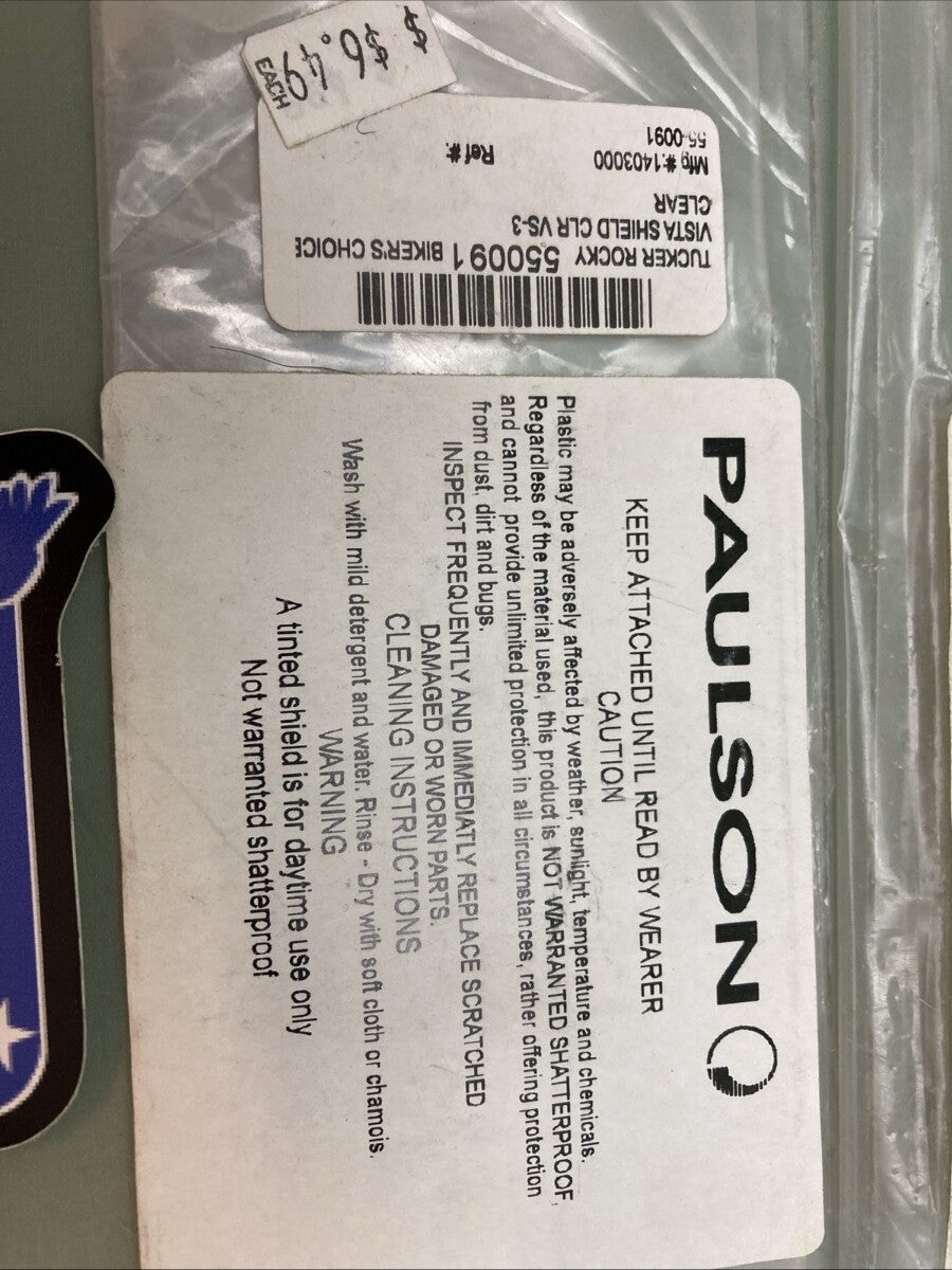 QTY 2 NEW GENUINE PAULSON 1403000 VISTA SHIELD VS-3 HELMET VISOR LENS CLEAR