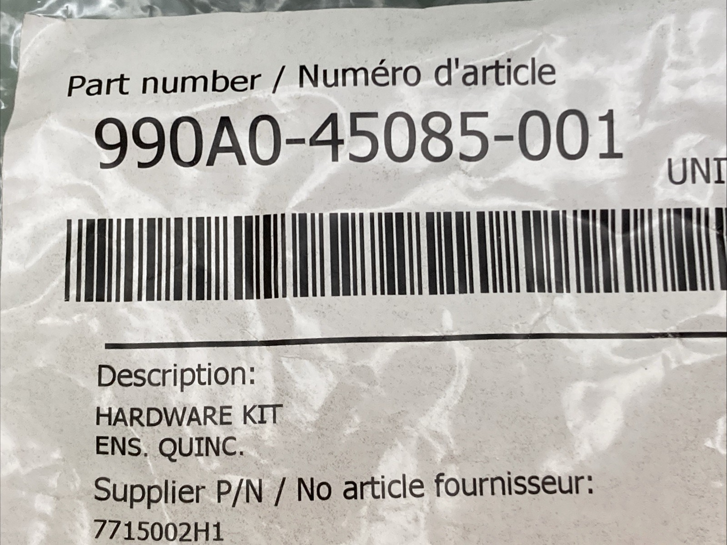 NEW GENUINE SUZUKI 990A0-45085-001 FRONT BUMPER HARDWARE KIT