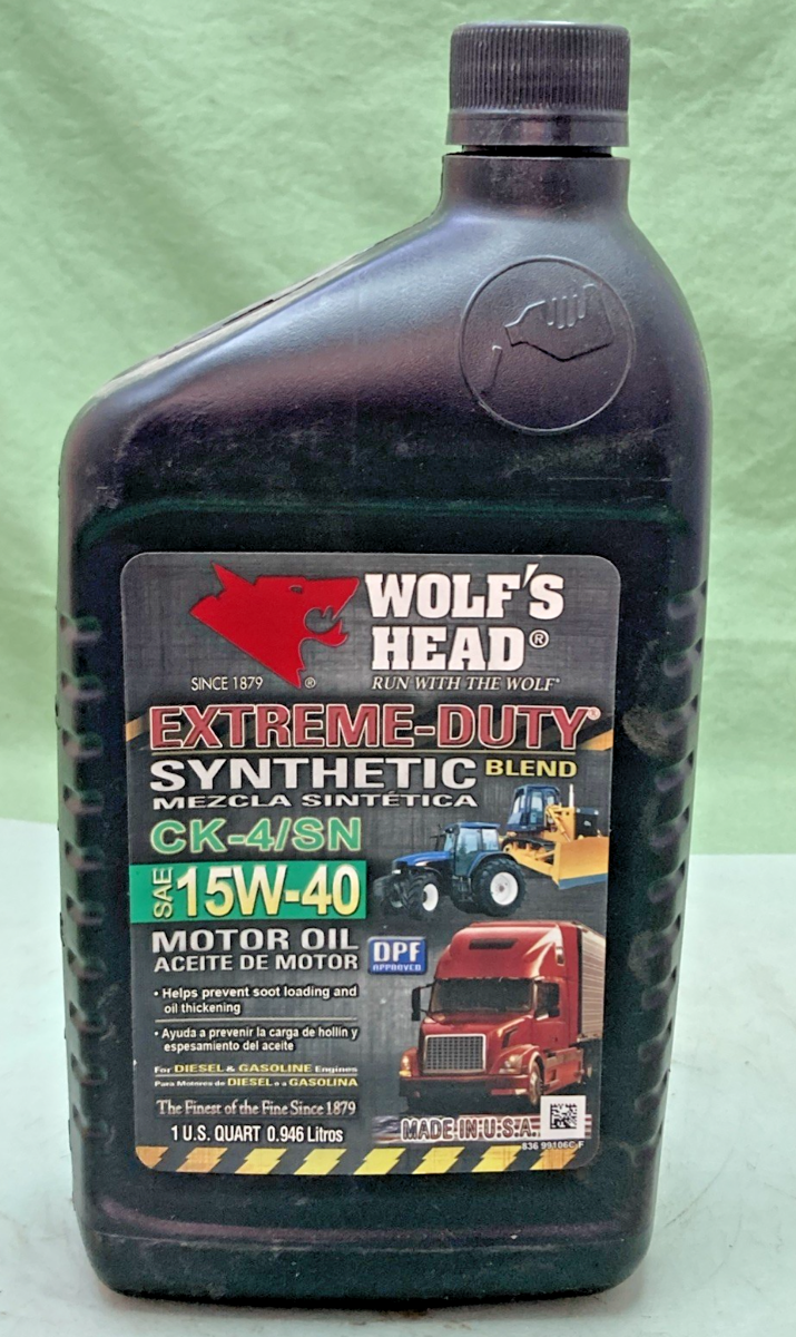 NEW GENUINE WOLF'S HEAD 836 99106C EXTREME-DUTY SYNTHETIC BLEND SAE 15W-40 OIL