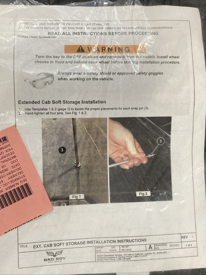 NEW REPLACES ARCTIC 652592 EXT. CAB SOFT STORAGE KIT