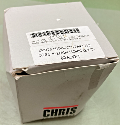 NEW GENUINE CHRIS PRODUCTS 0936 HORN 12V 4" T-BRACKET