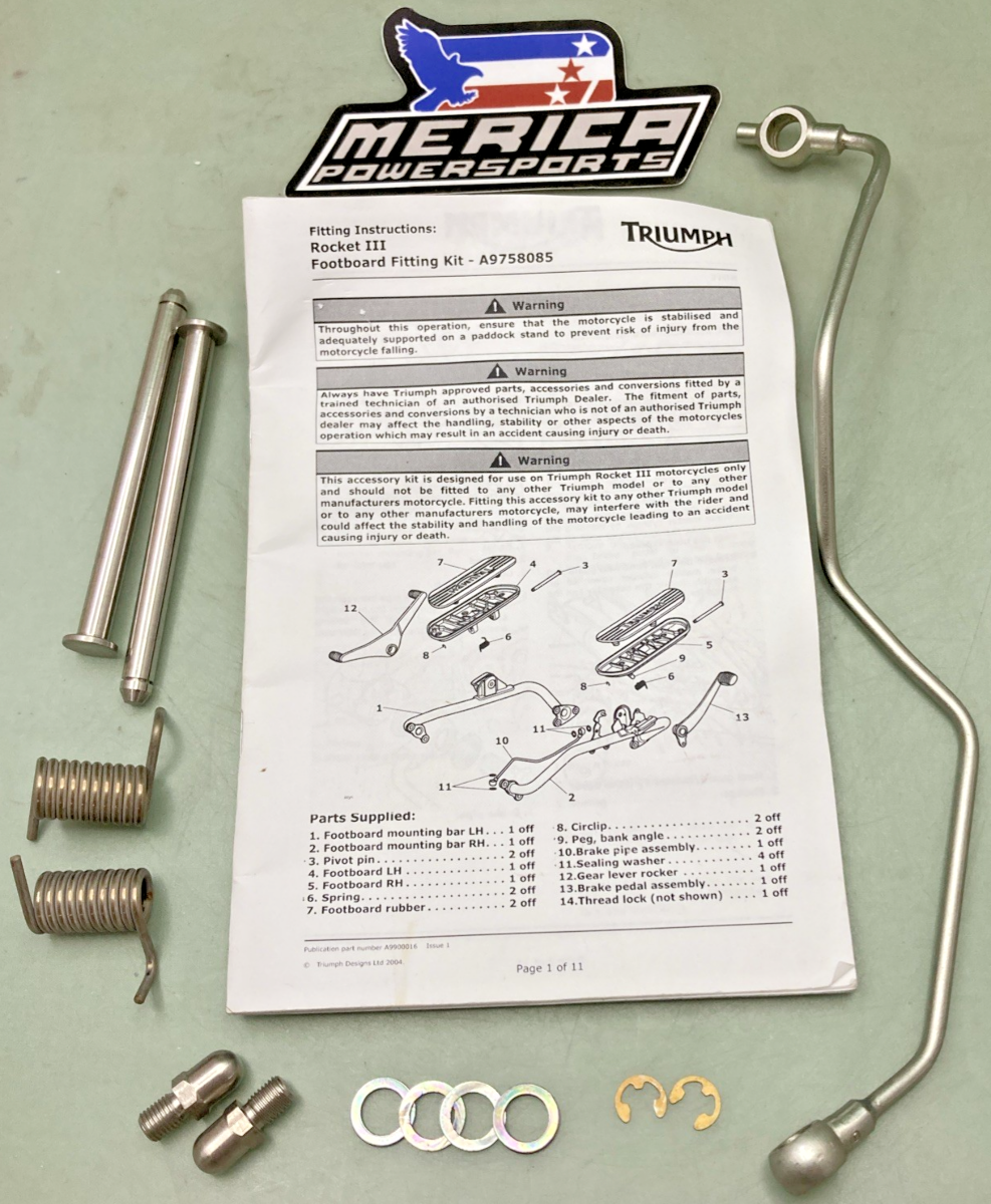 NEW GENUINE TRIUMPH A9758085 FOOTBOARD FITTING KIT, INCOMPLETE KIT