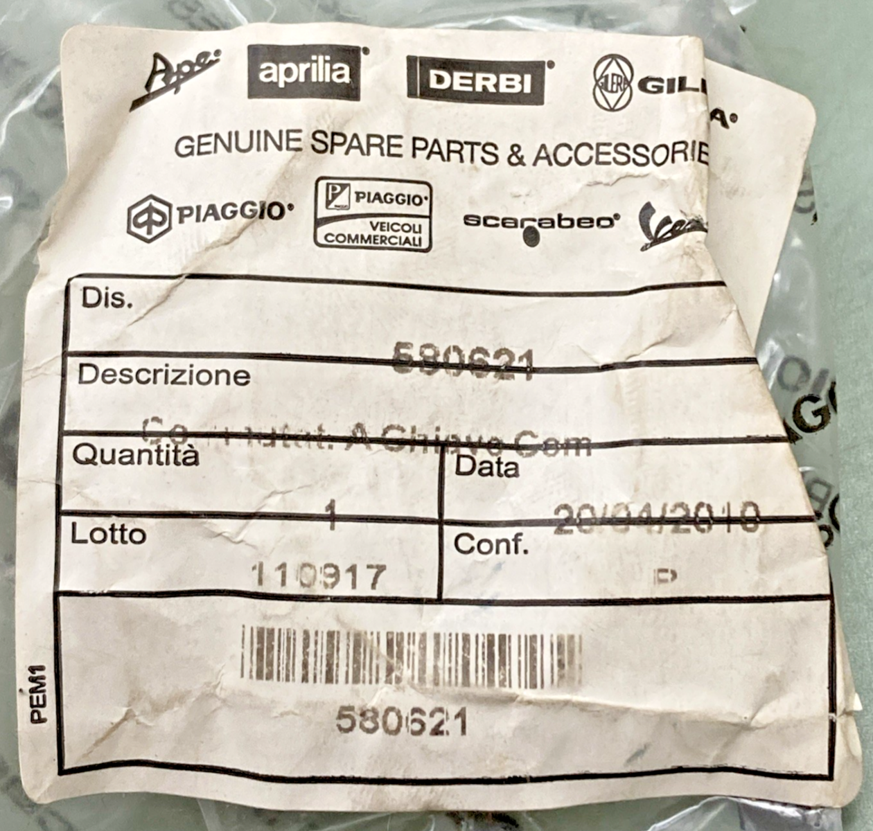 NEW APRILIA DERBI PIAGGIO VESPA  APE GILERA SCARABEO 580621 IGNITION KEY SWITCH
