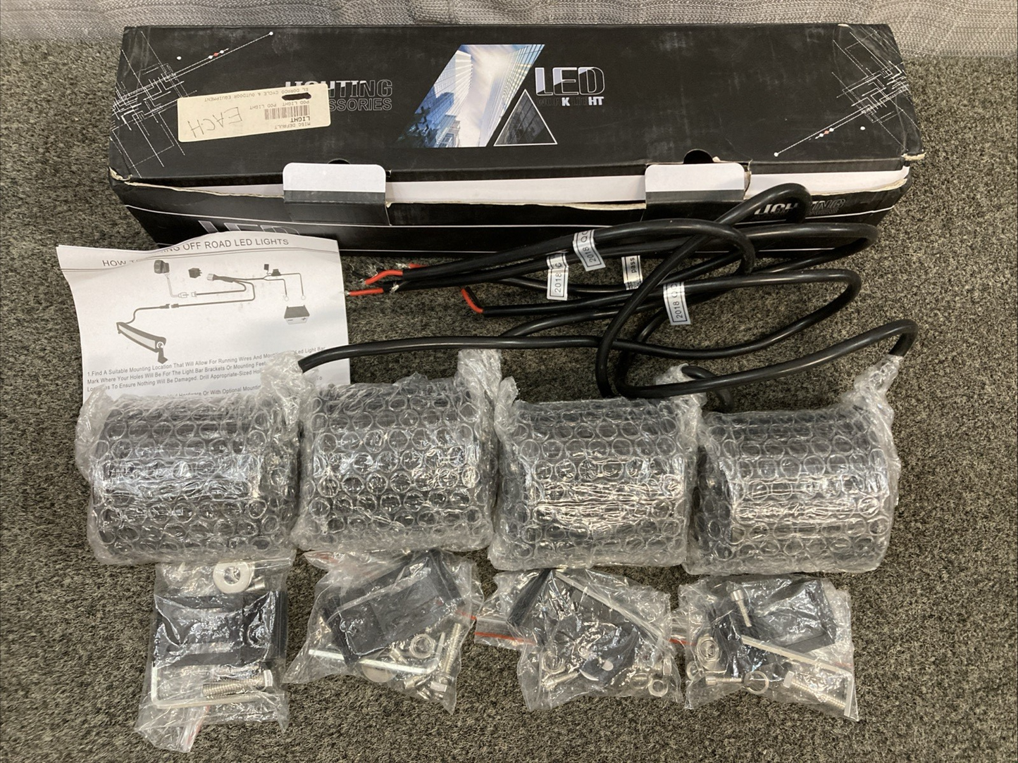 NEW GENUINE TURBO-SII OFF ROAD LED LIGHT 4PC KIT 4" 18W Spot Beam Cube