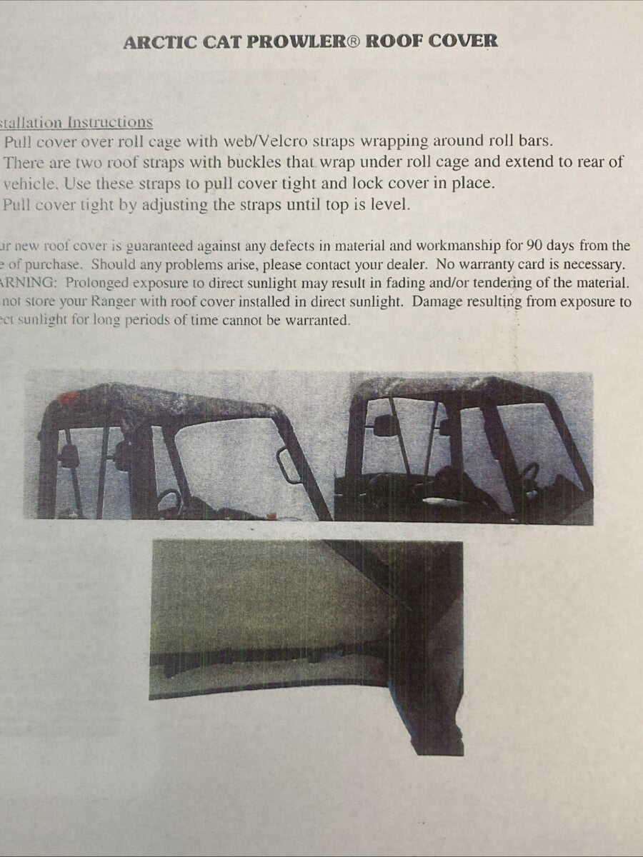 NEW GENUINE MOOSE 0521-0564 SOFT Roof Cap CAMO ARCTIC CAT PROWLER