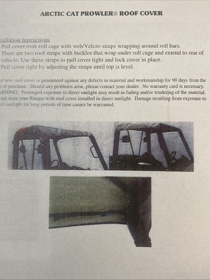 NEW GENUINE MOOSE 0521-0564 SOFT Roof Cap CAMO ARCTIC CAT PROWLER