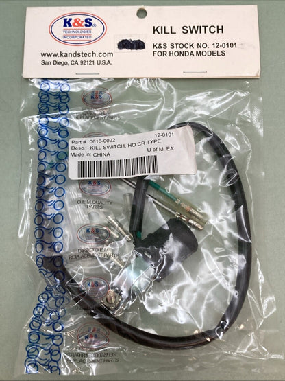 NEW GENUINE K&S 12-0101 KILL SWITCH 0616-0022 HONDA