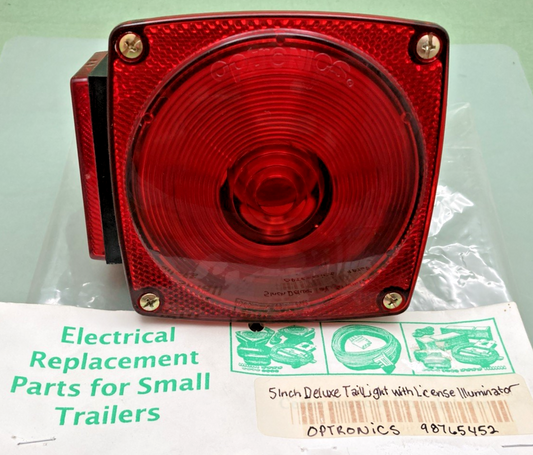 NEW  GENUINE OPTRONICES 98765452 5" DELUXE TAILLIGHT WITH LICENSE ILLUMINATOR