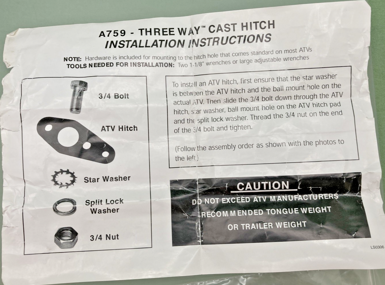 NEW  REPLACES MOOSE UTILITY DIVISION A759 THREE WAY CAST HITCH