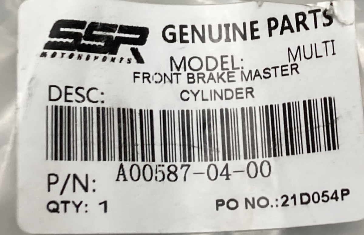 NEW GENUINE SSR A00587-04-00 FRONT BRAKE MASTER CYLINDER ASSEMBLY