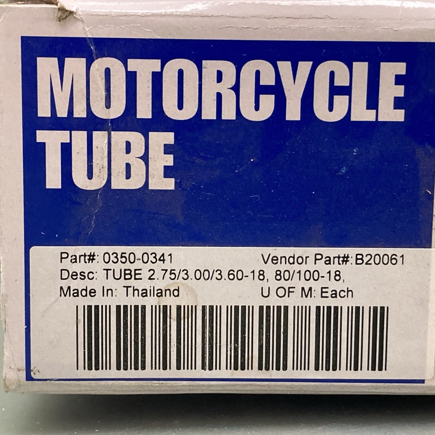 NEW GENUINE PARTS UNLIMITED 0350-0341 2.75/3.00/3.60-18 80/100-18 MOTORCYCLE TUB