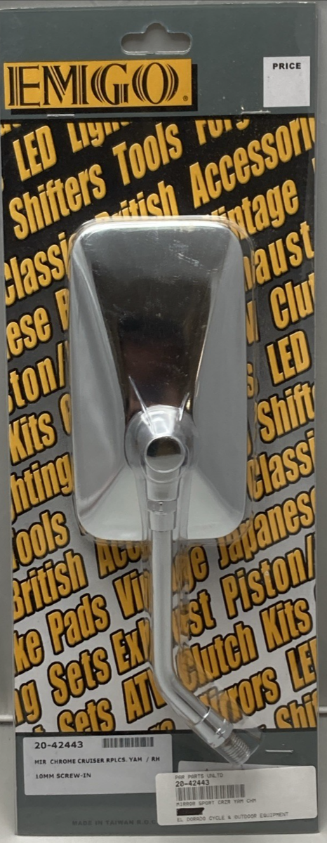 NEW GENUINE EMGO 20-42443 CHROME FINISH REPLACEMENT MIRROR FOR METRIC CRUISER