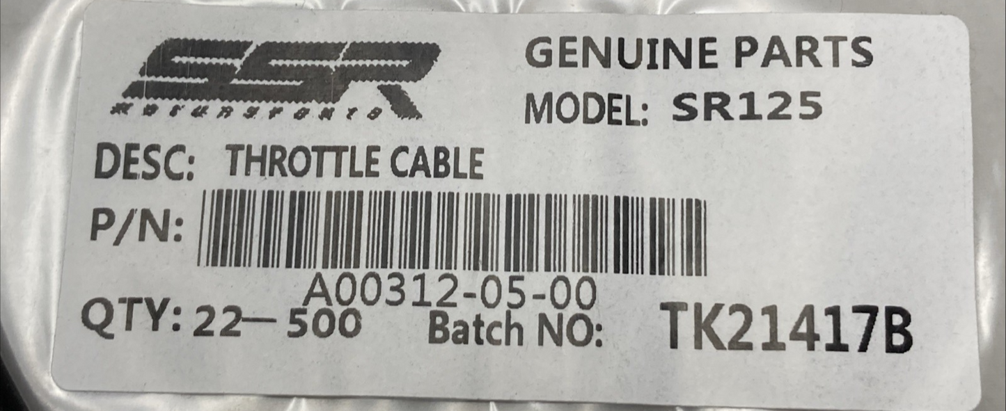 NEW GENUINE SSR A00312-05-00 THROTTLE CABLE