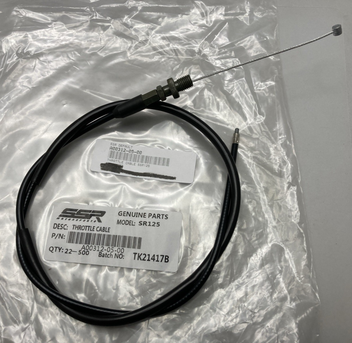 NEW GENUINE SSR A00312-05-00 THROTTLE CABLE