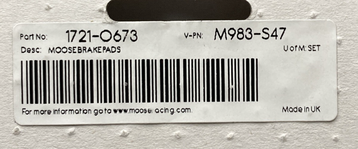 NEW GENUINE MOOSE RACING 1721-0673 BRAKE PADS