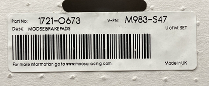 NEW GENUINE MOOSE RACING 1721-0673 BRAKE PADS
