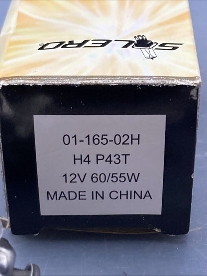 NEW GENUINE SOLERO 01-165-2H Quartz Halogen Bulb H4 Heavy Duty 60W-55W