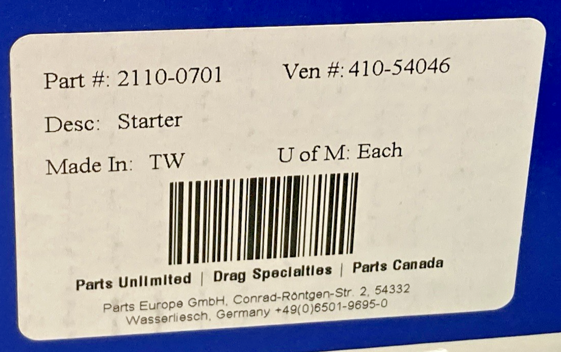 NEW GENUINE PARTS UNLIMITED 2110-0701 STARTER MOTOR FOR SUZUKI