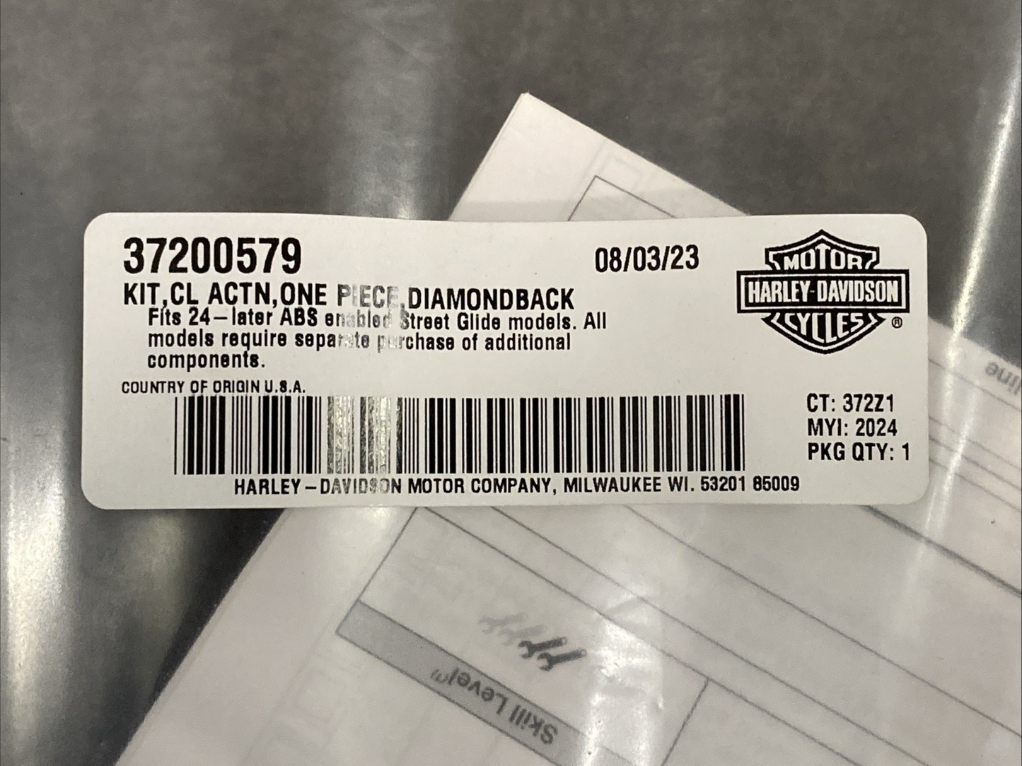 NEW GENUINE HARLEY DAVIDSON 37200579 KIT, CL ACTN, ONE PIECE, DIAMONDBACK