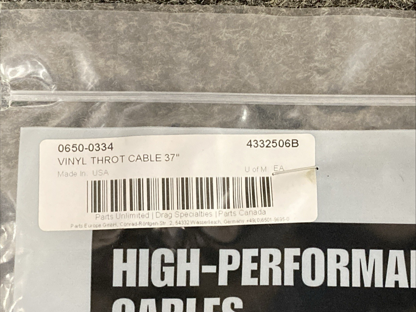 NEW GENUINE DRAG 0650-0334 VINYL THROT CABLE 37"