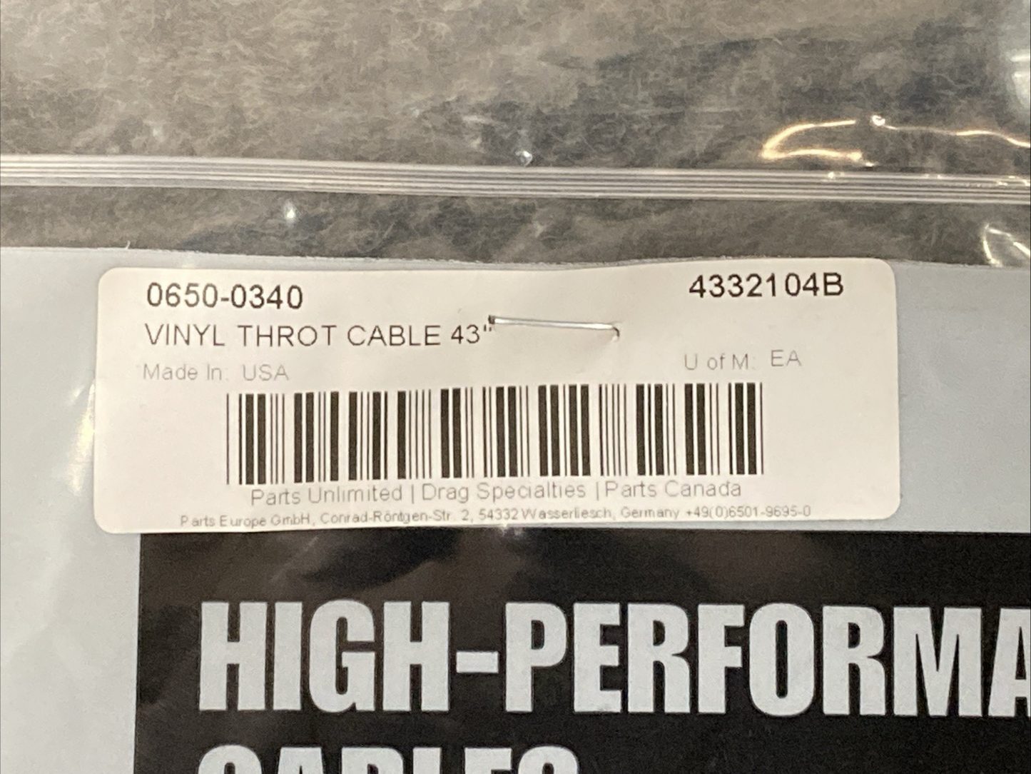 NEW GENUINE DRAG 0650-0340 VINYL THROT CABLE 43"