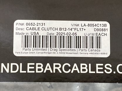 NEW GENUINE DRAG 0652-2131 CABLE CLUTCH B12-14" LA-8054C13B