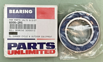 NEW GENUINE PARTS UNLIMITED 6006-2RS BALL BEARING 30X55X13