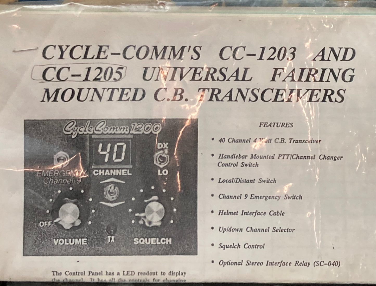 New Genuine Cycle-Comm CC-1205 C.B Transceiver