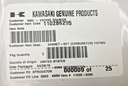 NEW GENUINE KAWASAKI 110286295 CARB GASKET KIT