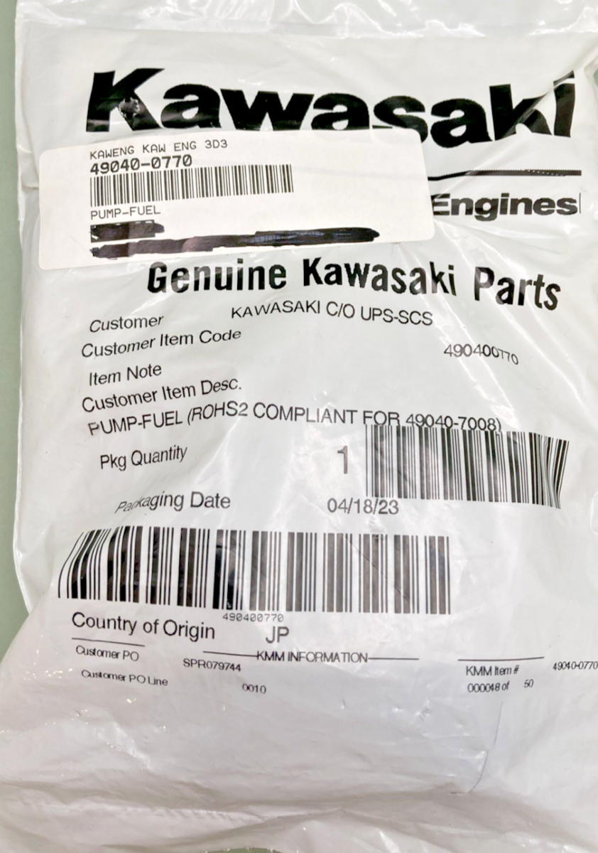 NEW GENUINE KAWASAKI 490400770 FUEL PUMP