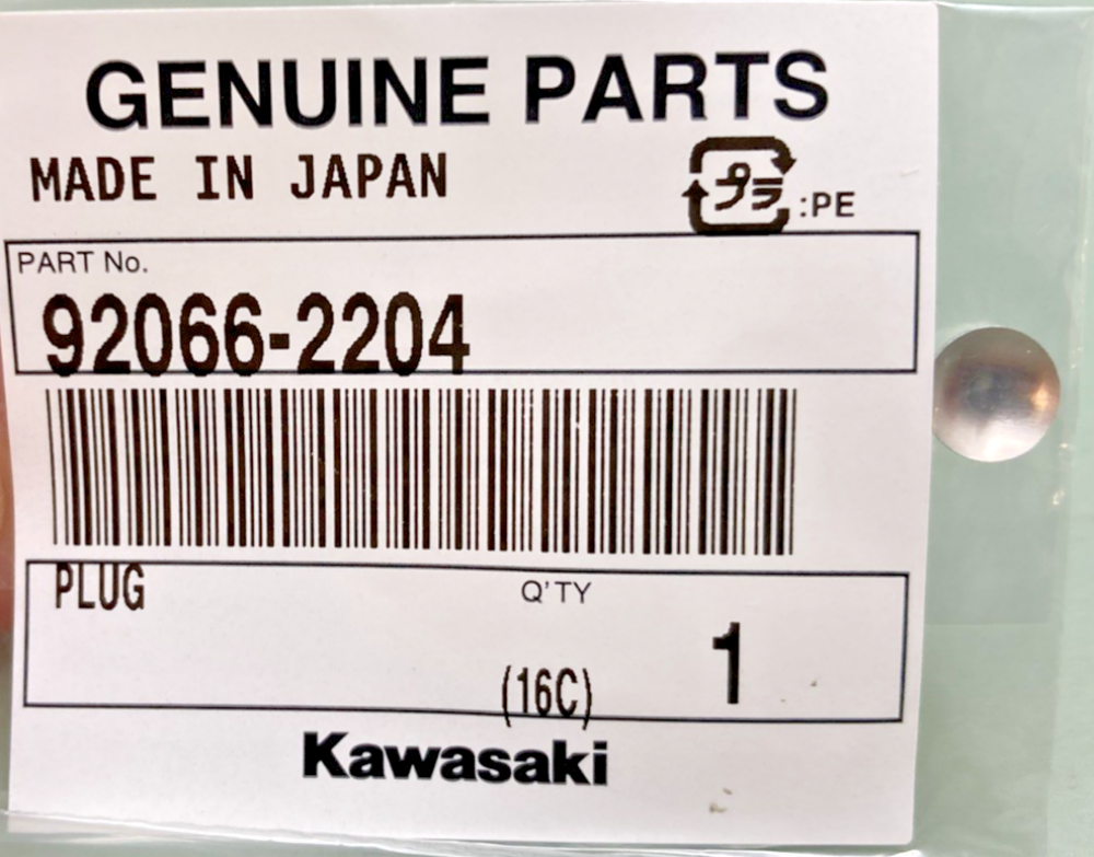 NEW GENUINE KAWASAKI 92066-2204 PLUG