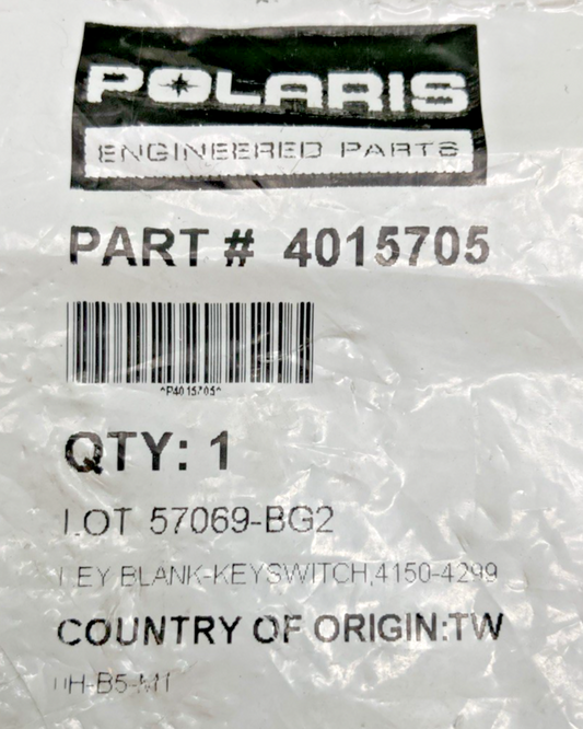 NEW GENUINE POLARIS 4015705 BLANK SWITCH KEY, RANGER OFF ROAD