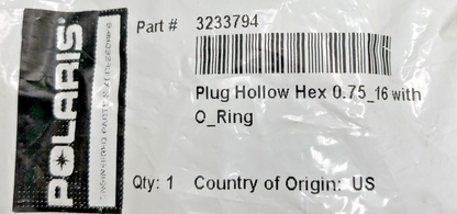 NEW GENUINE POLARIS 3233794 GEARCASE HEX PLUG W/O-RING