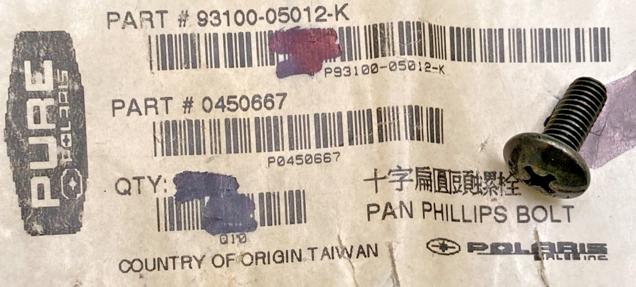 QTY 7 NEW GENUINE POLARIS 0450667 PAN PHILLIPS BOLT