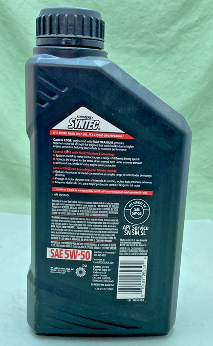 NEW GENUINE CASTROL 26250-01 EDGE FULL SYNTHETIC MOTOR OIL SAE 5W-50