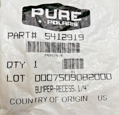 NEW GENUINE POLARIS 5412919 BUMPER-RECESS, 1/4