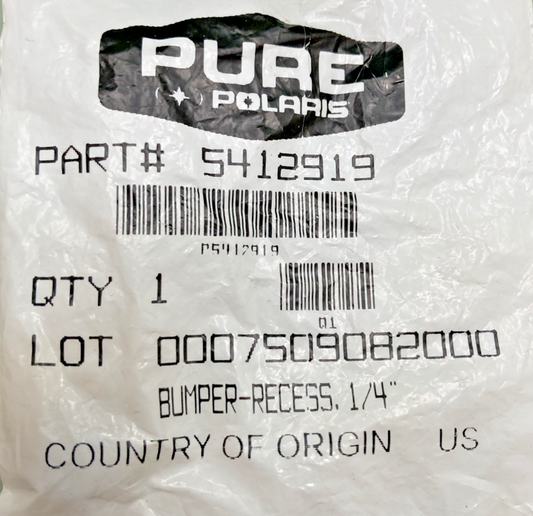 NEW GENUINE POLARIS 5412919 BUMPER-RECESS, 1/4